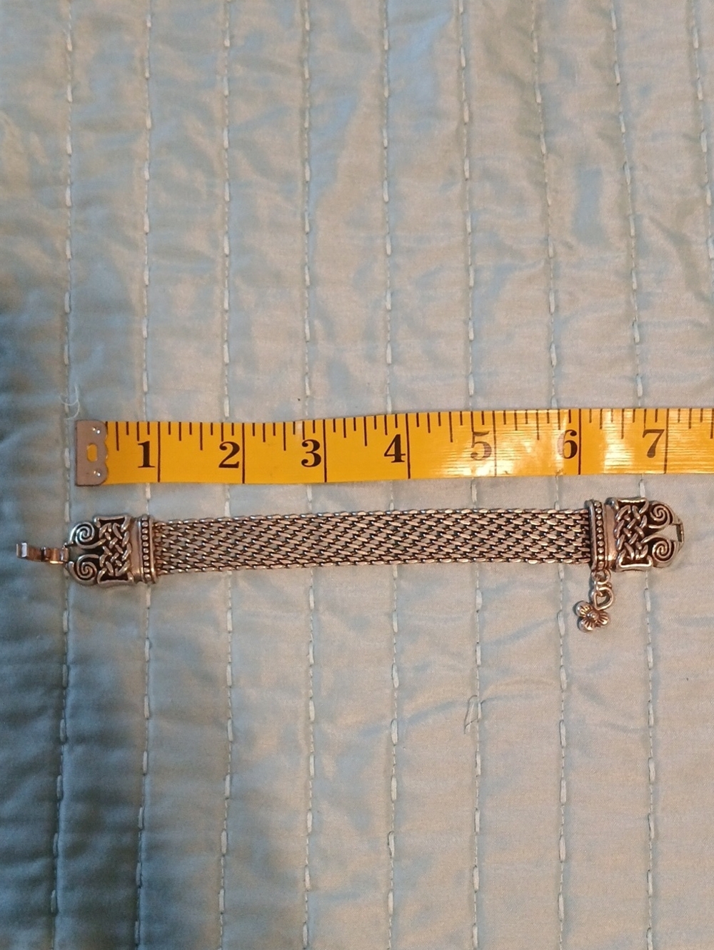 Vintage BRIGHTON Intricate Woven Silver Bracelet with Celtic Ends